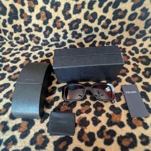Prada Minimal Baroque Sunglasses with Case and Box